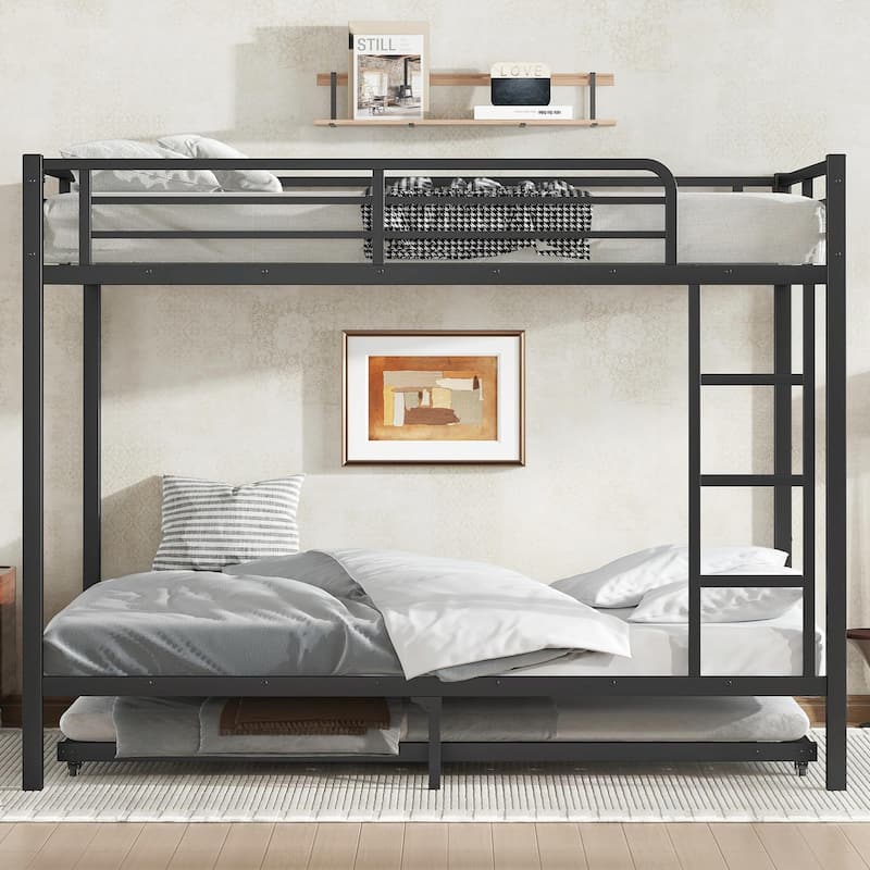 Metal Bunk Bed with Twin Size Trundle