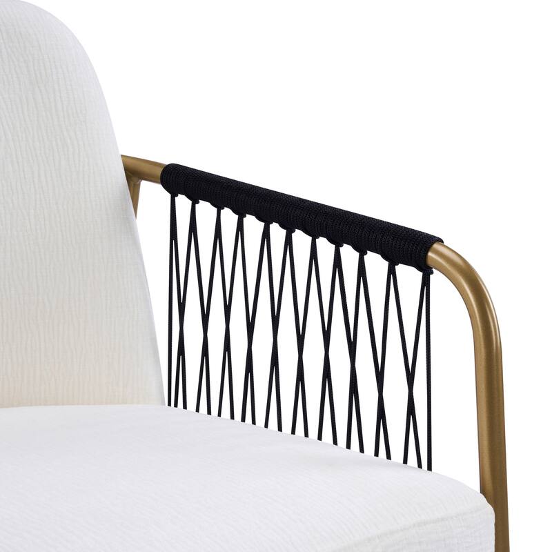 Christopher Knight Home - Modern Upholstered Metal Base Dining Chairs with Woven Armrests