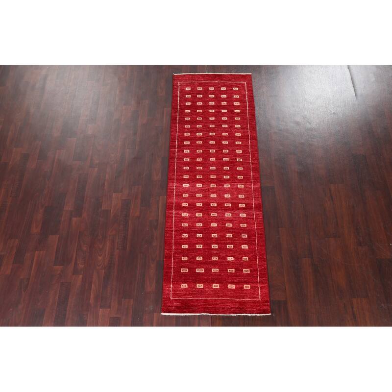 Oriental Gabbeh Kashkoli Wool Runner Rug Hand-knotted Staircase Carpet - 2'9" x 8'1"