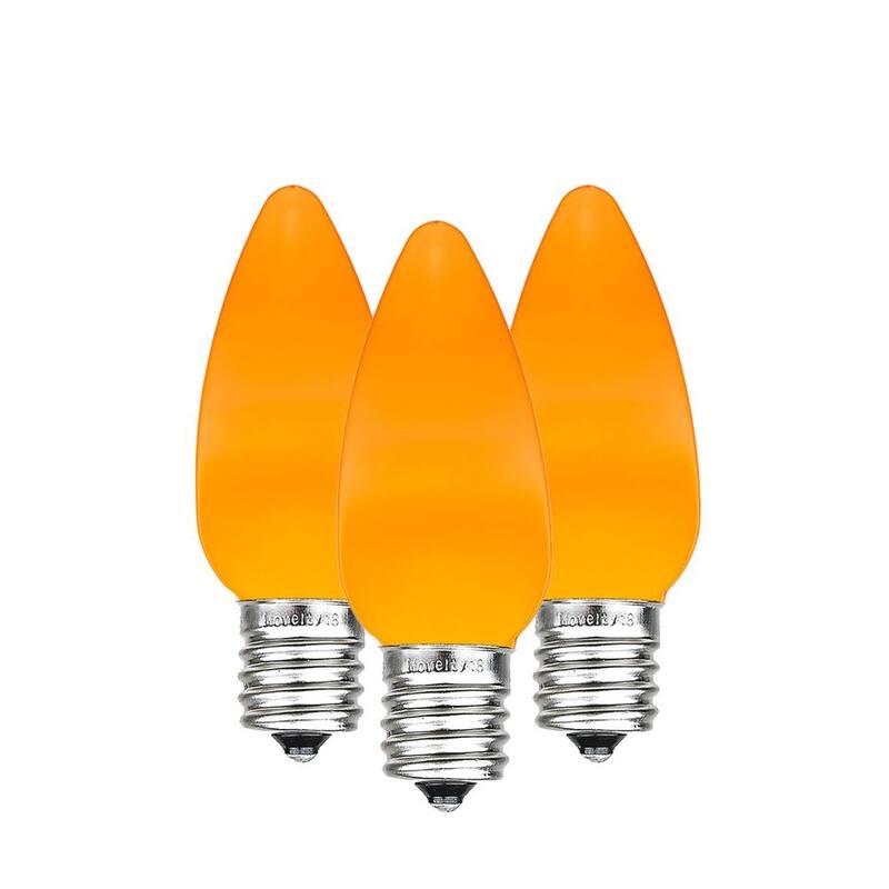 25 Pack C7 LED Plastic Ceramic Outdoor Christmas Replacement Bulbs, Multi - Orange