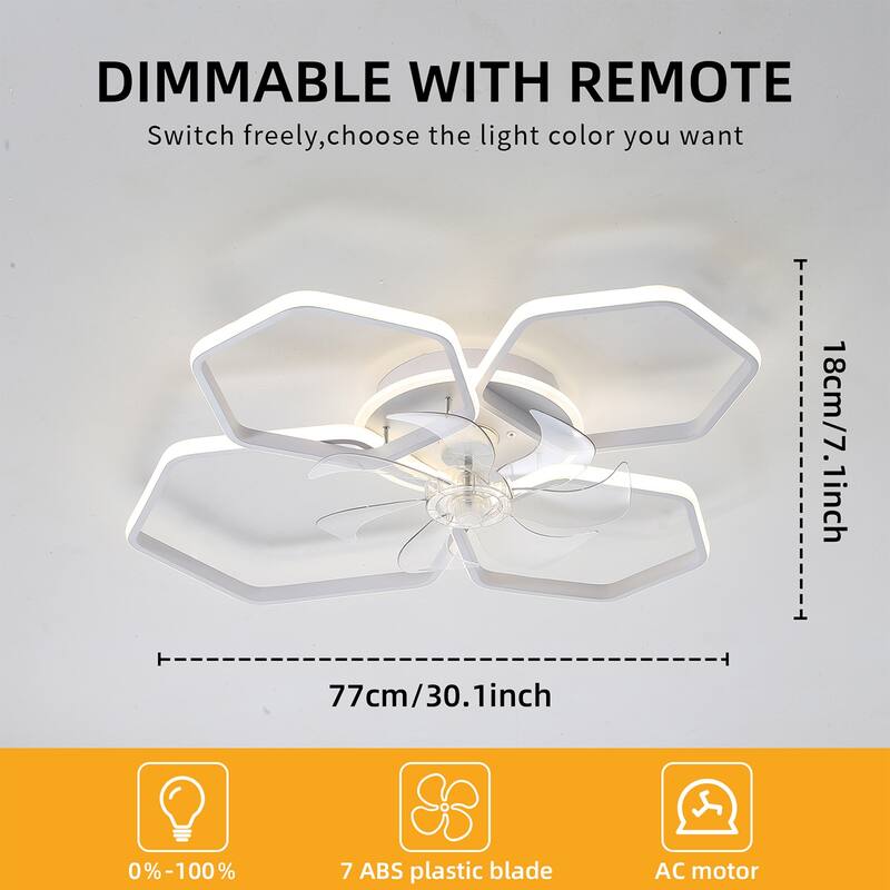 Modern Ceiling Fan Light with Lighting Adjustment and 6 Speed Settings, Reversible DC Motor for Bedroom and Living Room