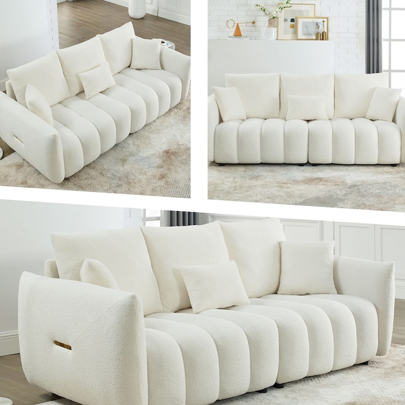 82 Inch Premium Teddy Fabric Sofa Oversized Upholstered Chair