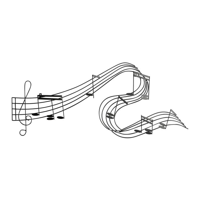 Metal Musical Notes Home Wall Decor - Black - Roche River Decor - Black - 49"W, 21"H