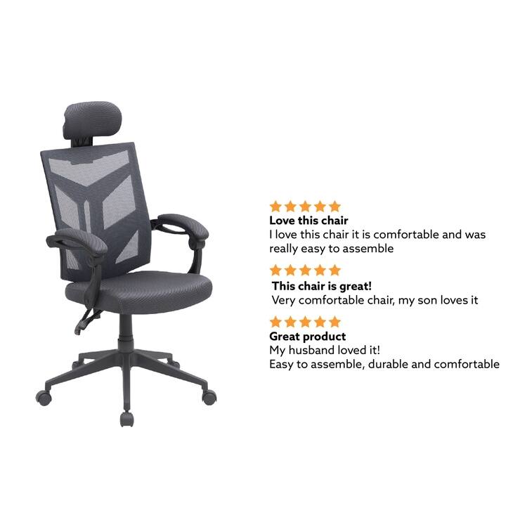 Adjustable Office Chair with Headrest Ergonomic Desk Chair High Back Mesh Office Chairs with Lumbar Support with Wheels