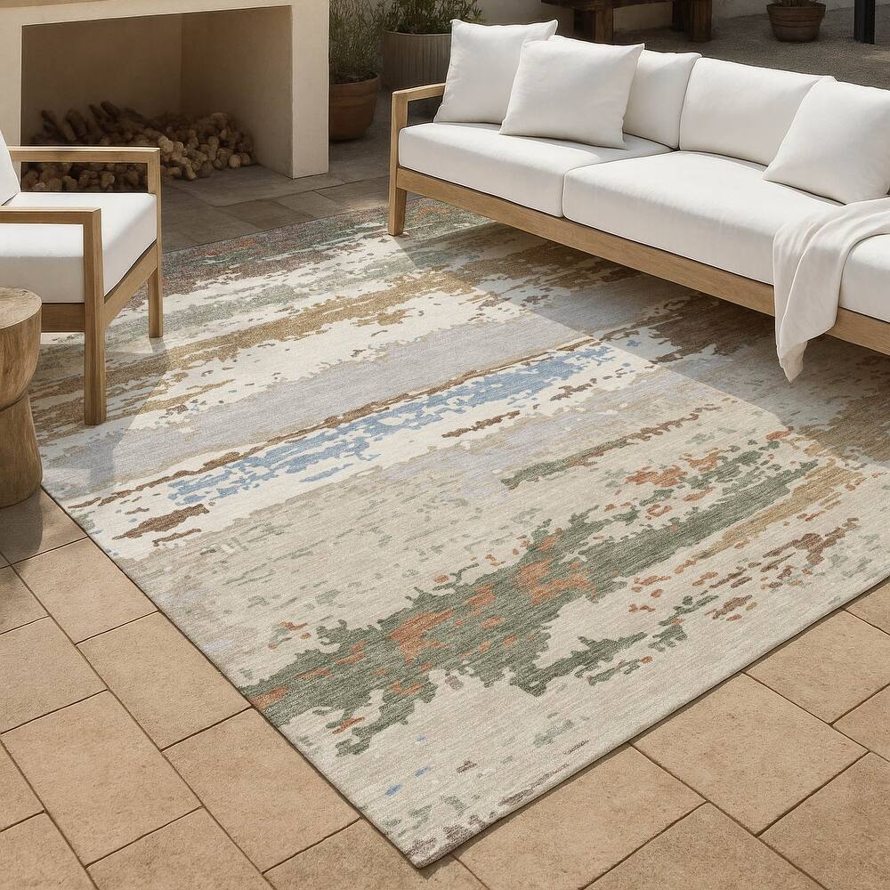 Machine Washable Indoor/ Outdoor Modern Buena Chantille Rug