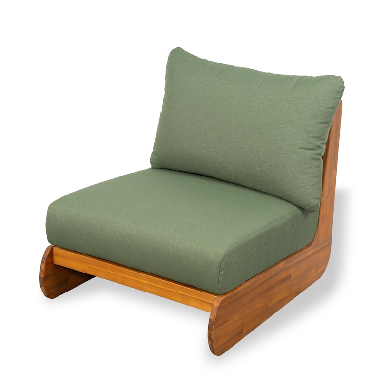 Christopher Knight Home - Callahan Low Profile Acacia Patio Club Chair with Removable Cushions and Water-Repellent Fabric - Teak+Green