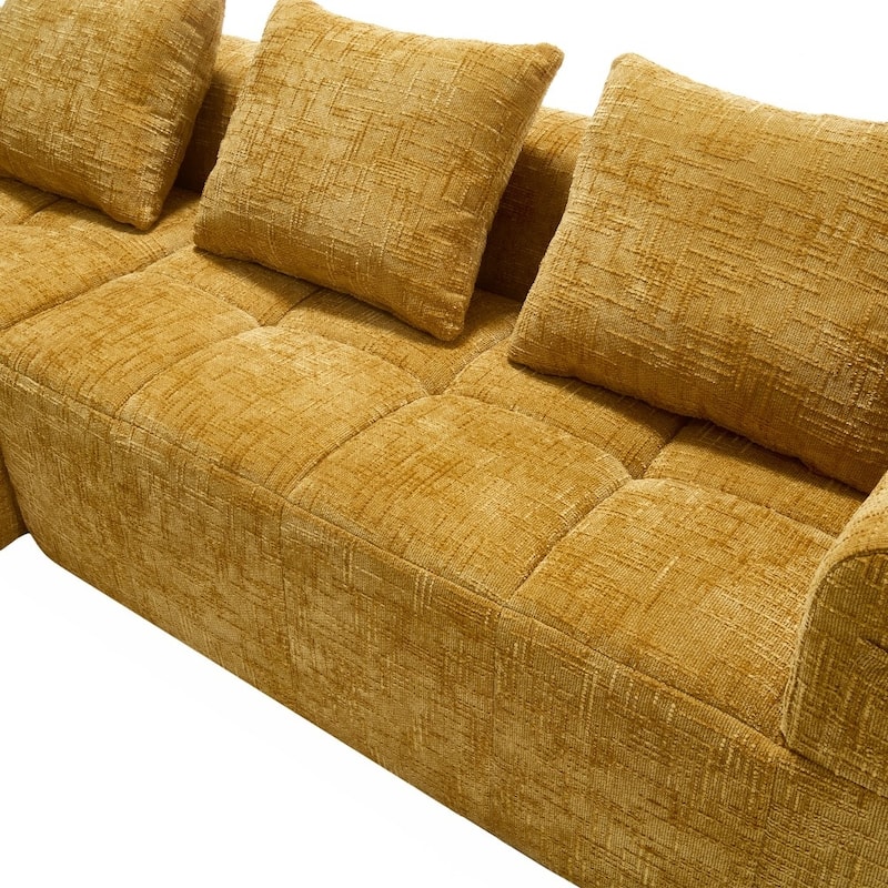 98.42" Modern Chenille L-shaped Modular Sectional Sofa with Chaise Lounge and Small Side Pockets