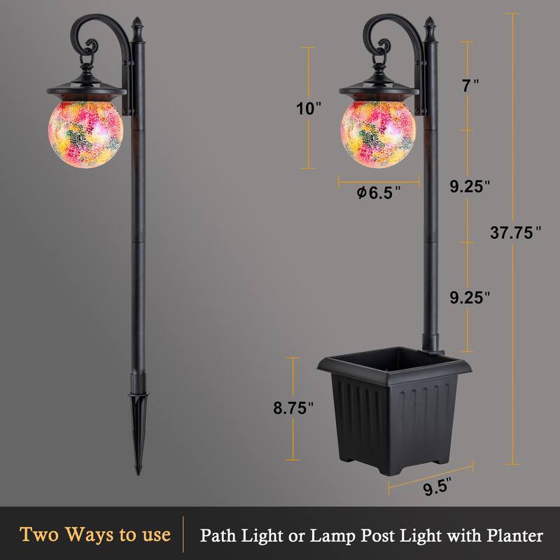C Cattleya Integrated LED Solar Outdoor Post Light with Planter