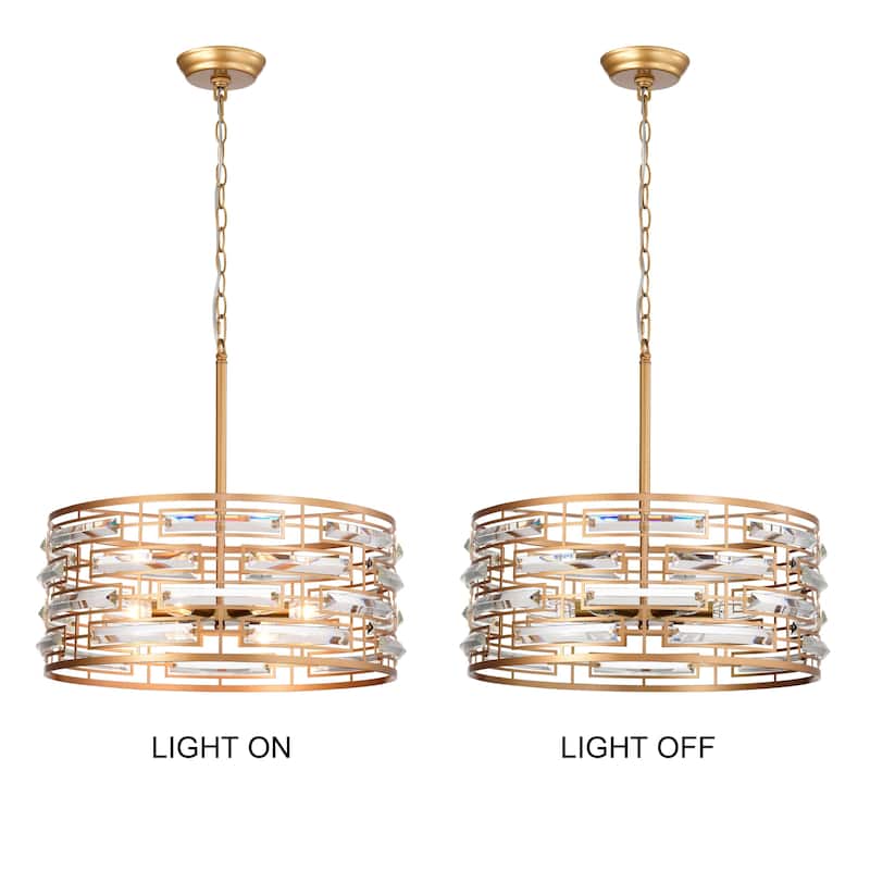 Anita Drum Shade Chandelier with Clear Glass Prism