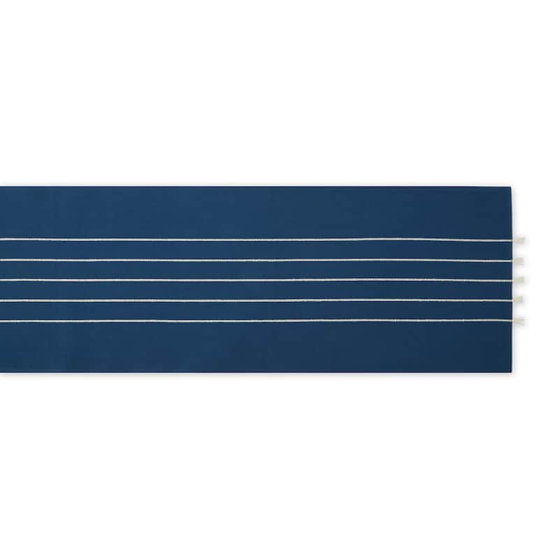 Gray and White Stripe Tassel Table Runner 14x72