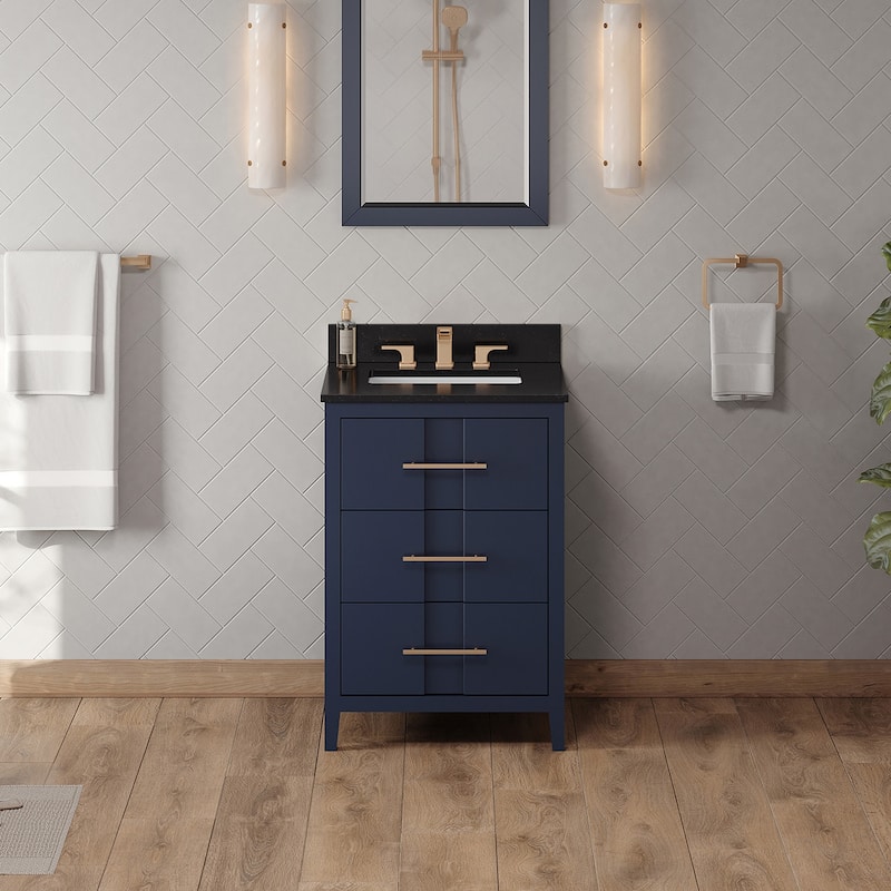 Jeffrey Alexander VKITKAT24R-GRANITE Katara 24" Free Standing Vanity - Hale Blue / Black - Painted