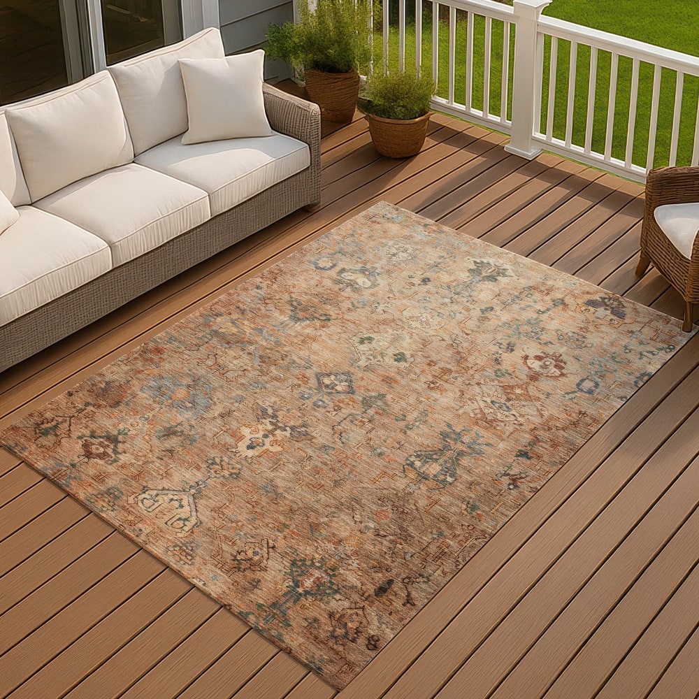 Machine Washable Indoor/ Outdoor Traditional Serenity Chantille Rug
