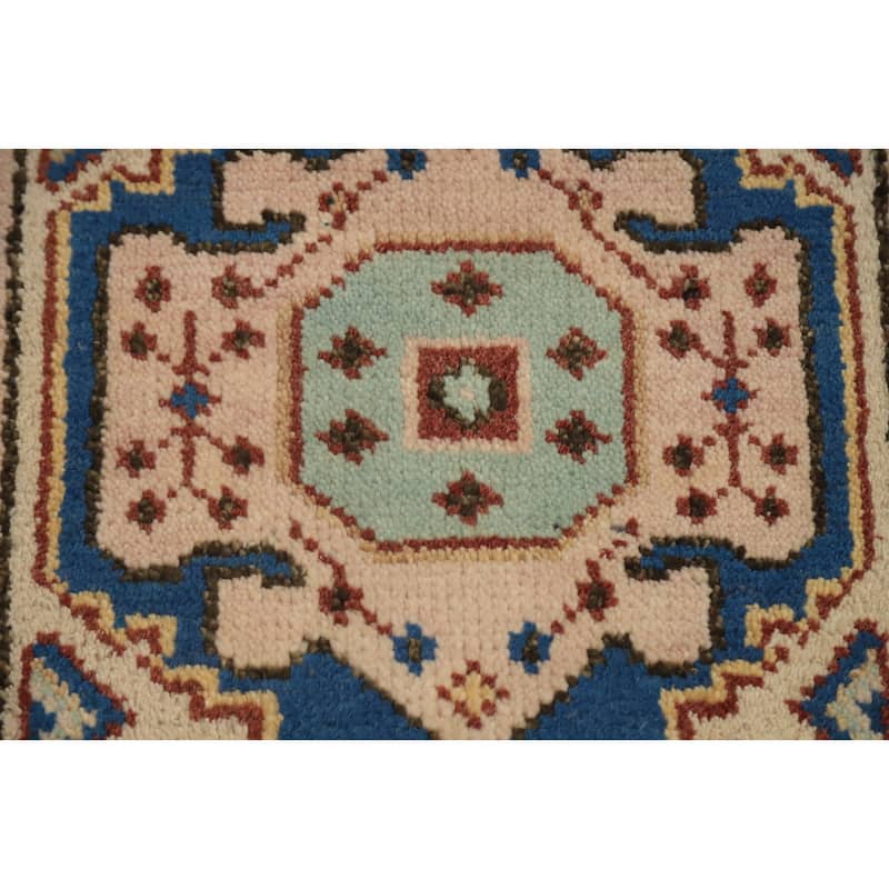 Hand Knotted Oriental 100% Wool Carpet Transitional Geometric Navy Blue & Blues Oushak Area Rug - 3' 0'' X 2' 0''