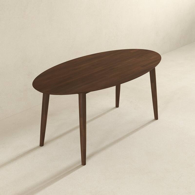 Ada Mid Century Modern Solid Wood Walnut Oval Dining Table for Dining Room or Kitchen 29.5"H x 35.4"D x 66.9"W Kitchen D