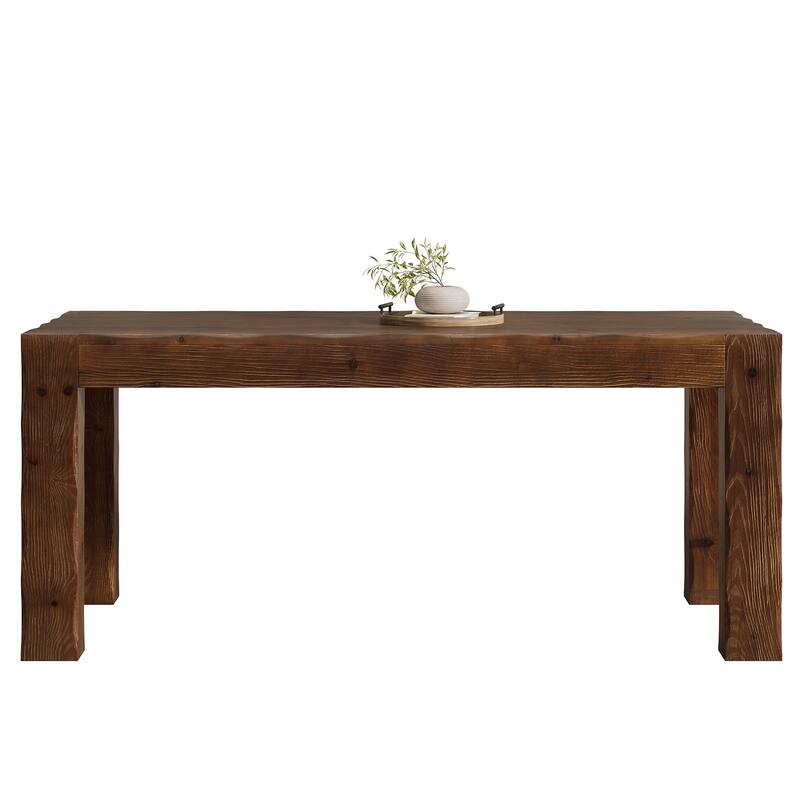 63" Solid Wood Dining Table for 4-6, Rectangle Farmhouse Kitchen Table