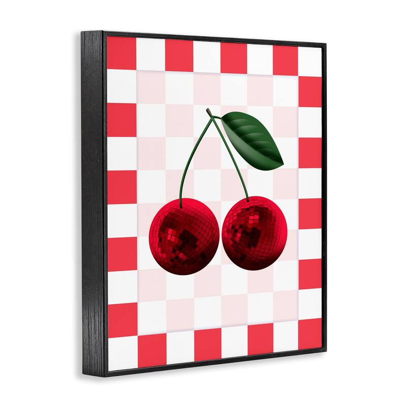 Stupell Disco Cherries on Checkered Framed Giclee Art Design By Marcus Prime