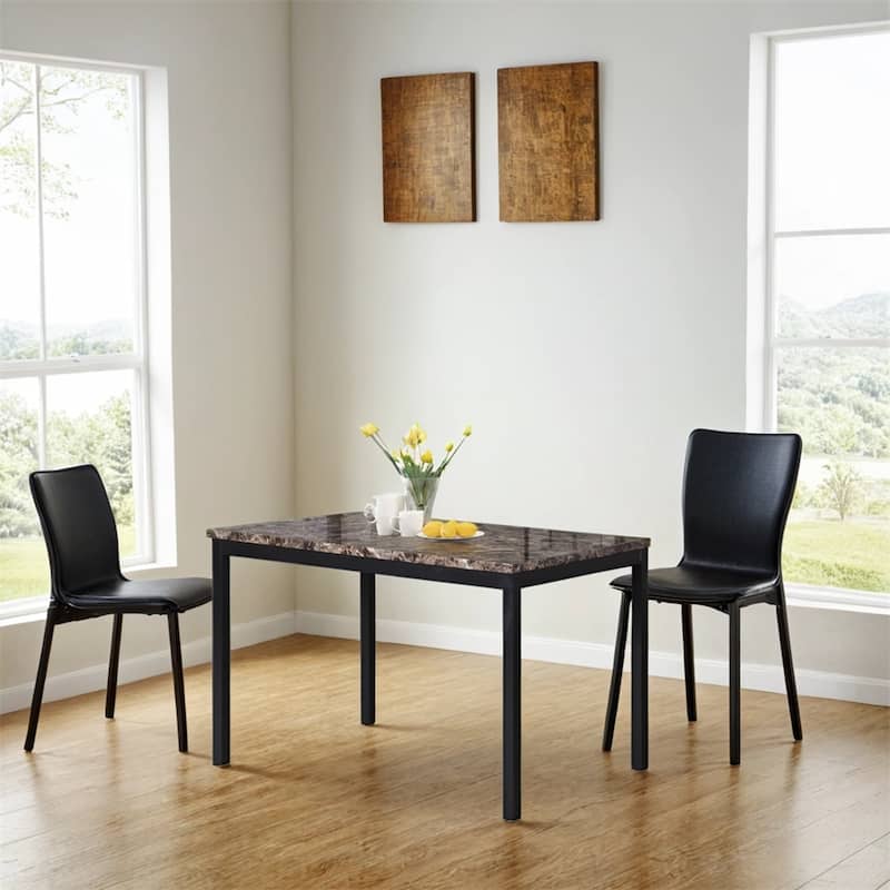 Metal Dining Table with Laminated Faux Marble Top