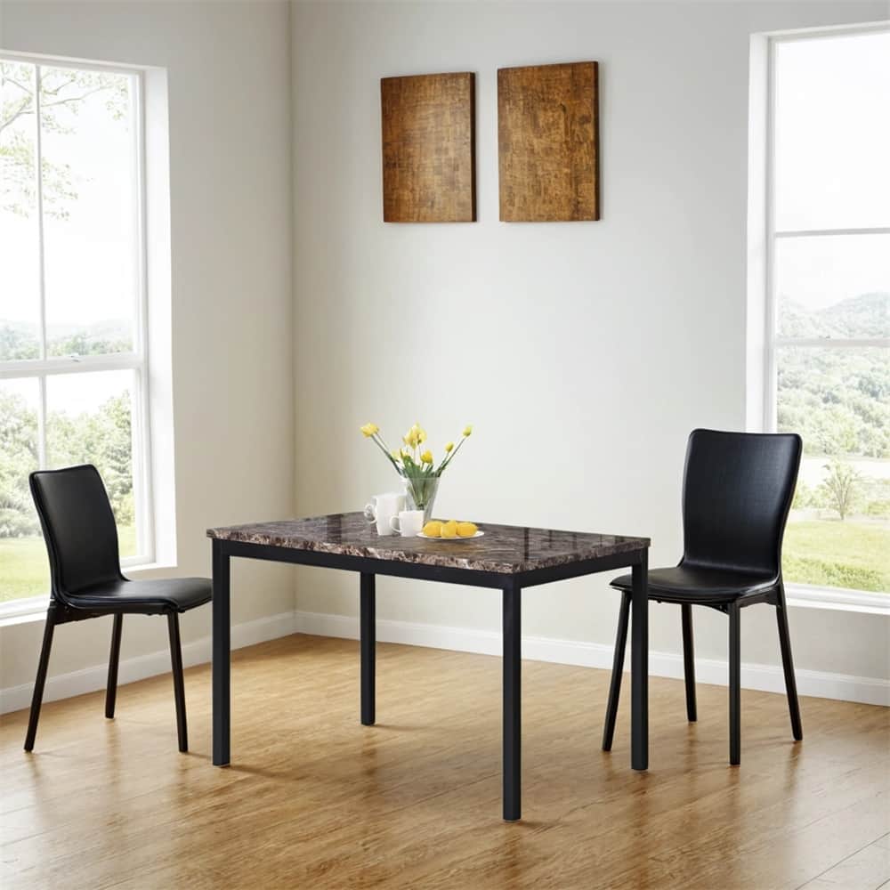 Metal Dining Table with Laminated Faux Marble Top