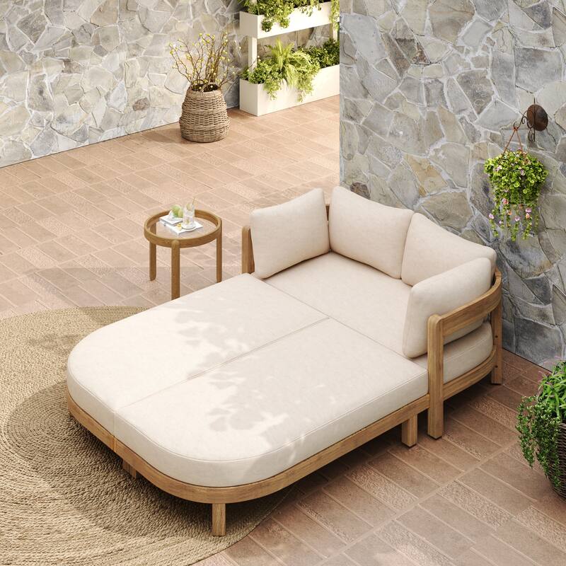 Scott Living Donovan Outdoor Acacia Wood Daybed with Cushion