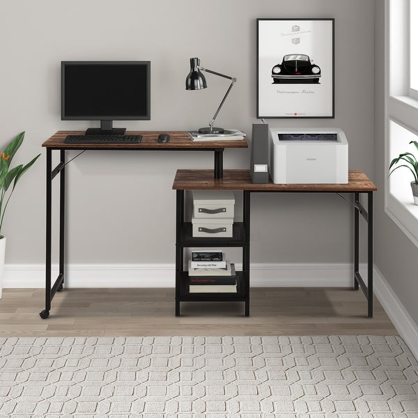 slide 10 of 10, Home Office L Shaped Rotating Standing Computer Desk