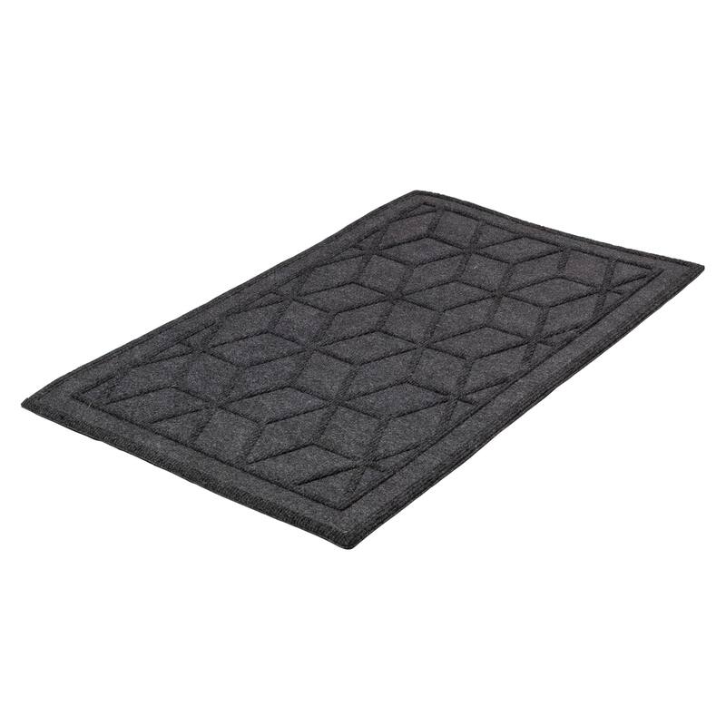Gray Diamond Patterned Rectangular Coir Doormat 18" x 30" - 30