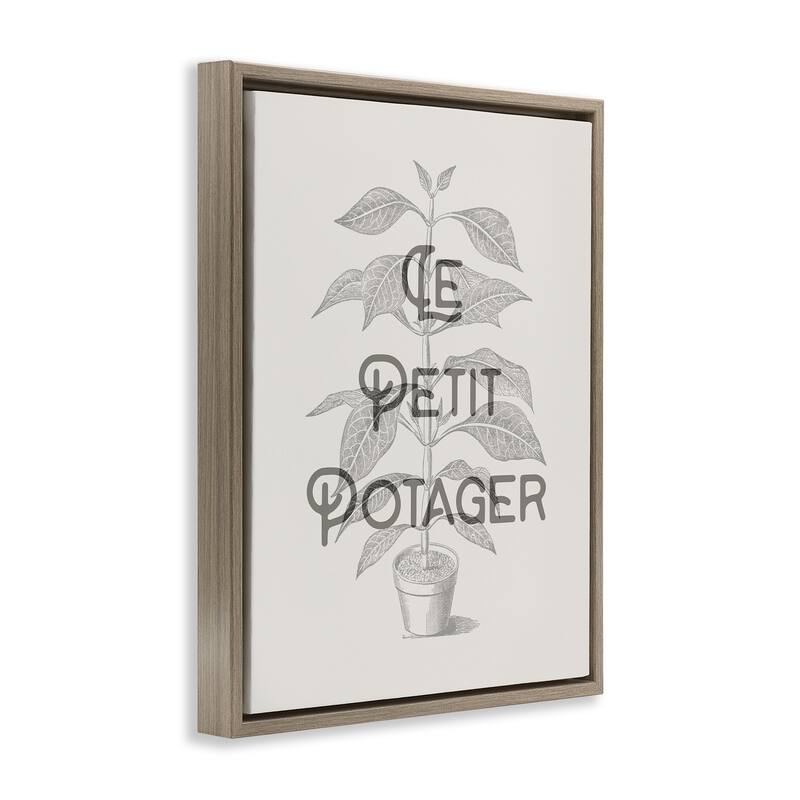 Stupell Vintage French Plant Phrase Framed Floater Canvas Wall Art Design By Lil' Rue