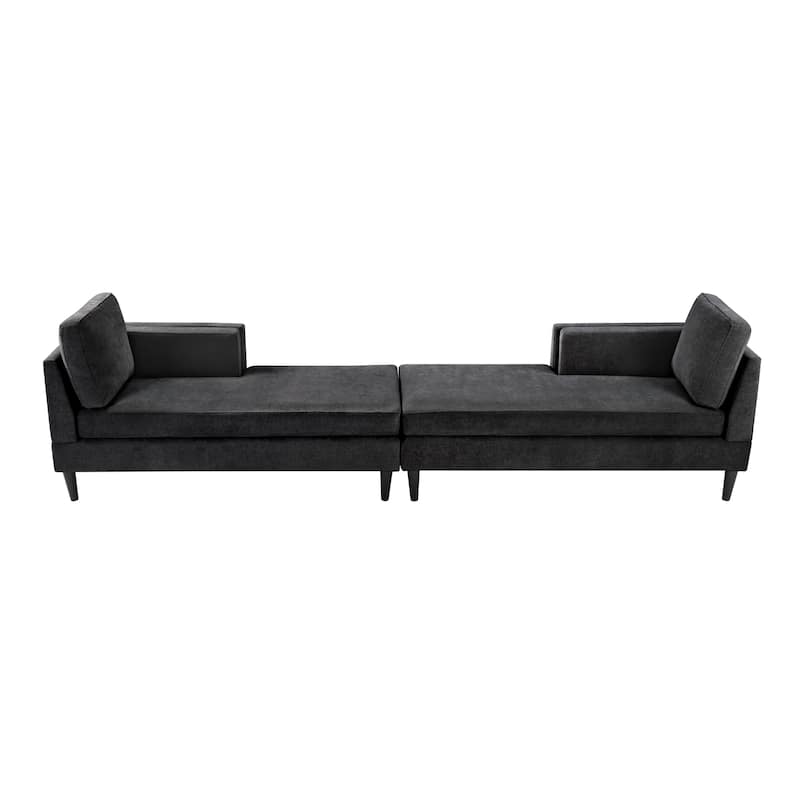 Christopher Knight Home - Alora Modern Upholstered Chaise Lounge Sofa Bed with Dual-Layer Armrests and Flexible Layout Design