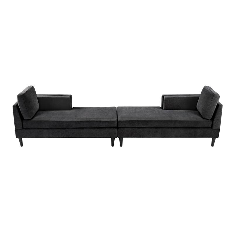 Roomfitters 54 Inch Modern Chaise Lounge Sofa Bed with Dual-Layer Armrests and Deep Seating
