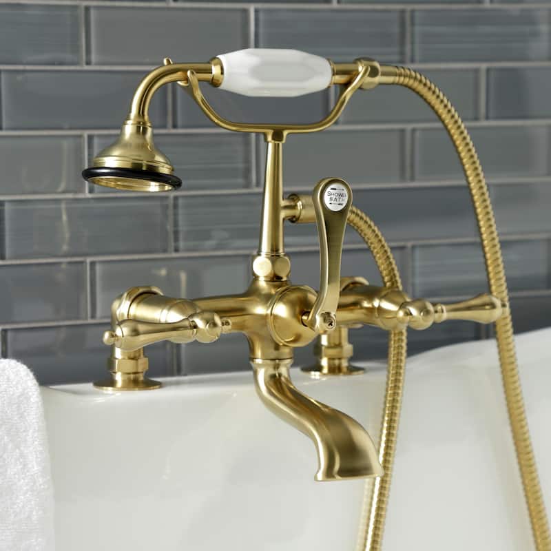Kingston Brass Vintage 7-Inch Tub Faucet with Hand Shower - Brushed Brass
