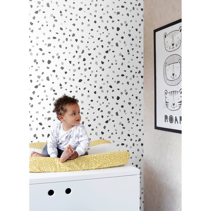 Chesapeake Ona Charcoal Terrazzo Wallpaper - 20.9 x 396 x 0.025