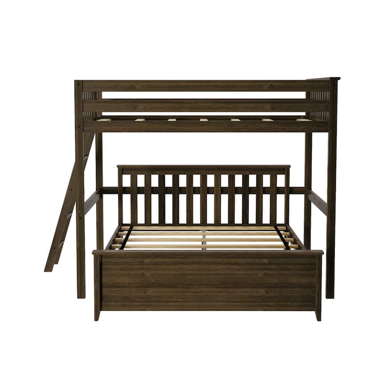 Max and Lily L-Shaped Full over Queen Bunk Bed with Ladder on End
