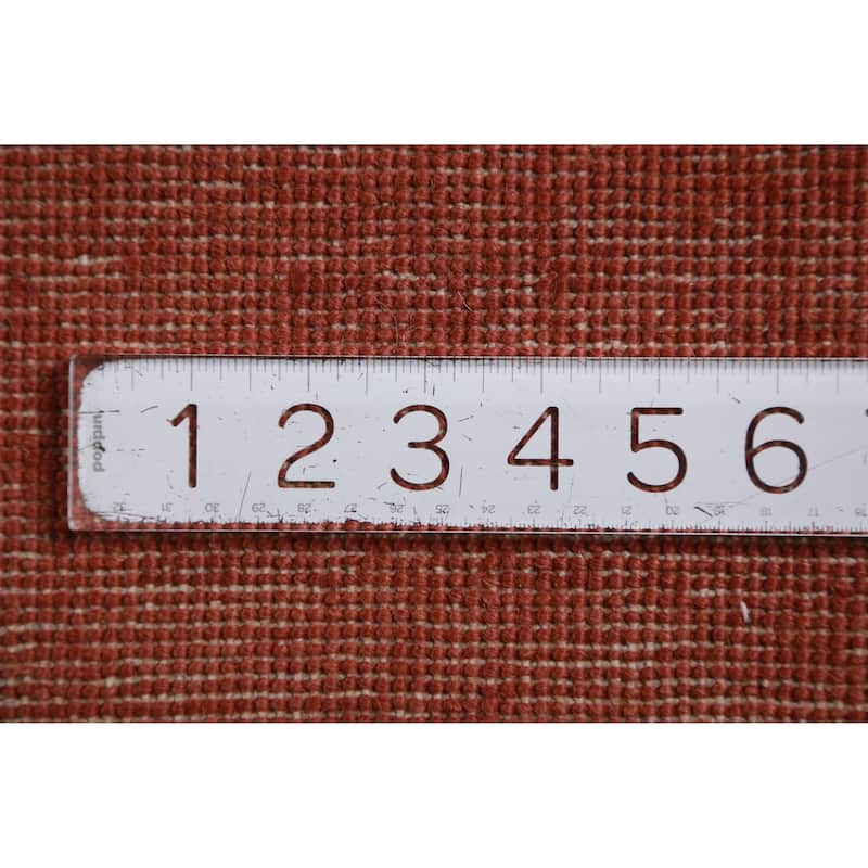 Hand Knotted Oriental 100% Wool Carpet Modern Solid Oranges & Rust Gabbeh Area Rug - 11' 10'' X 9' 1''