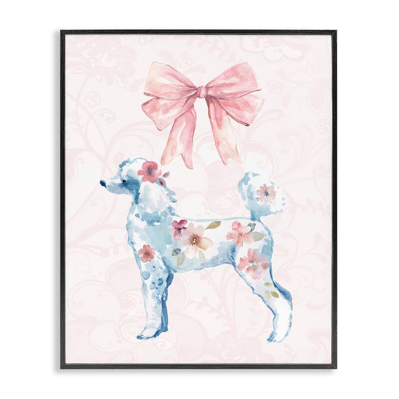 Stupell Pastel Floral Dog Framed Giclee Art Design By Carol Robinson - 16 x 20 - Black