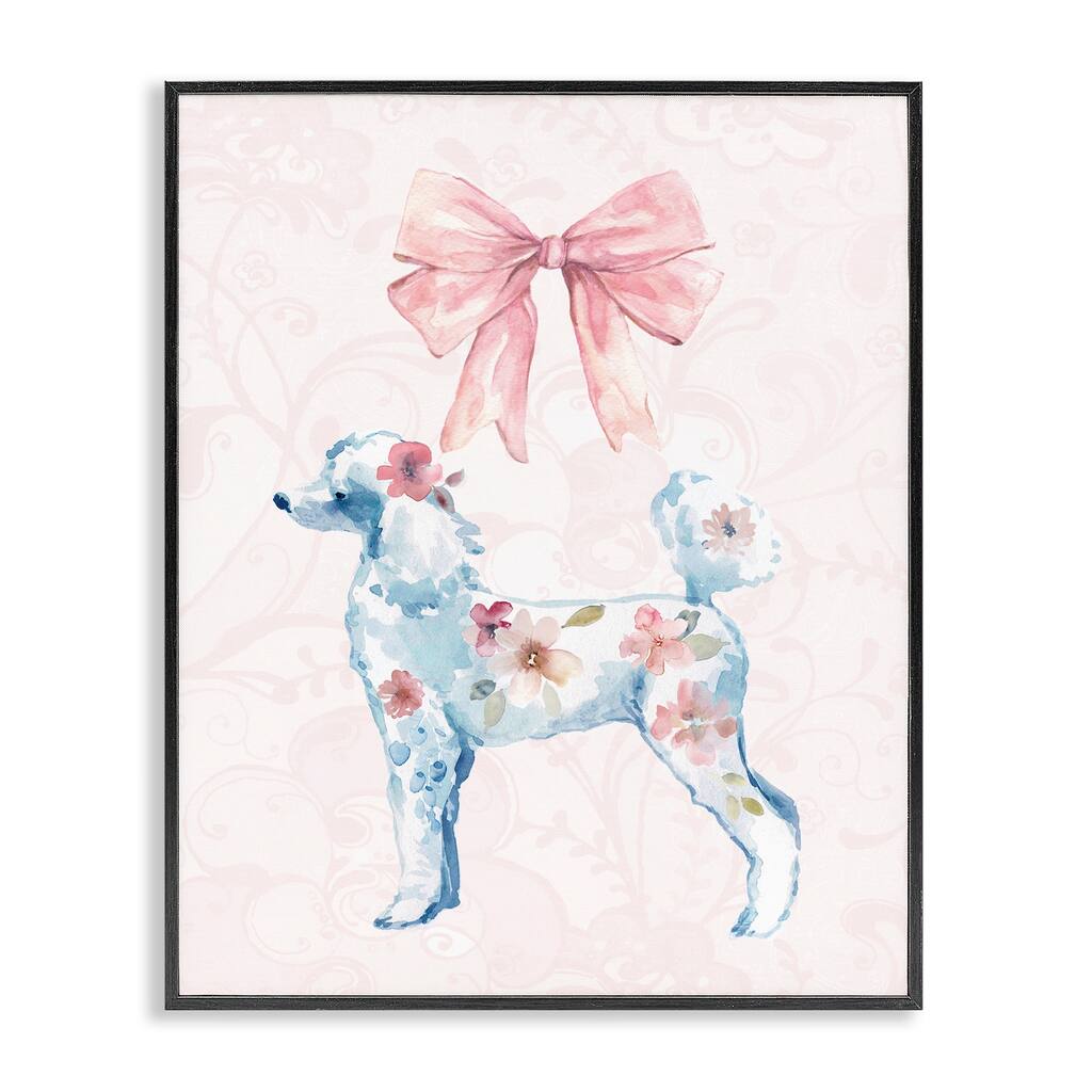 Stupell Pastel Floral Dog Framed Giclee Art Design By Carol Robinson