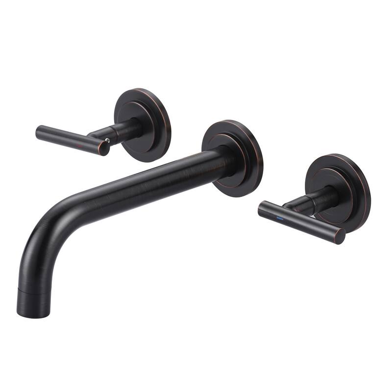 WOWOW Double Handle Wall Mount Bathroom Sink Faucet - Oil Rubbed Bronze