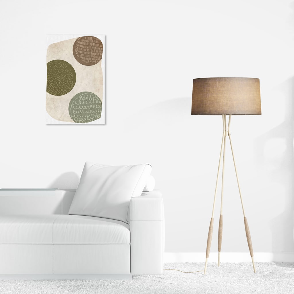 Wynwood Studio Canvas Abstract Ornaments White and Cream White Mid-Century Modern Wall Art Canvas Print