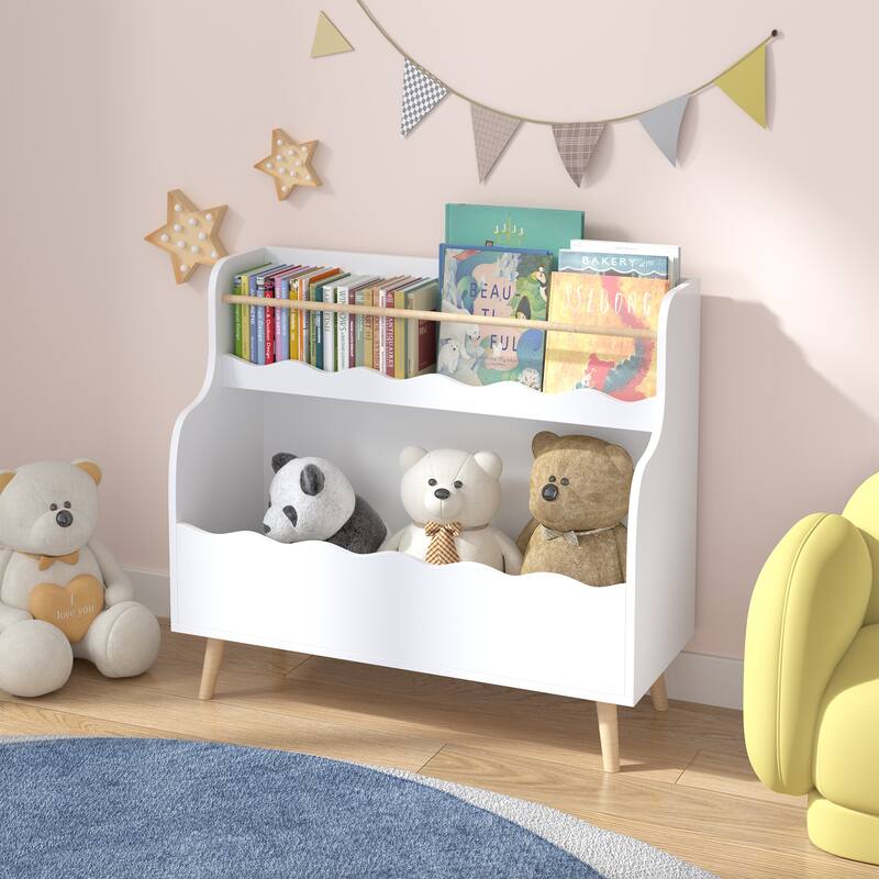 Kids Bookcaes, Children Book Organizer, Toy Storage Cabinet Organizer,White
