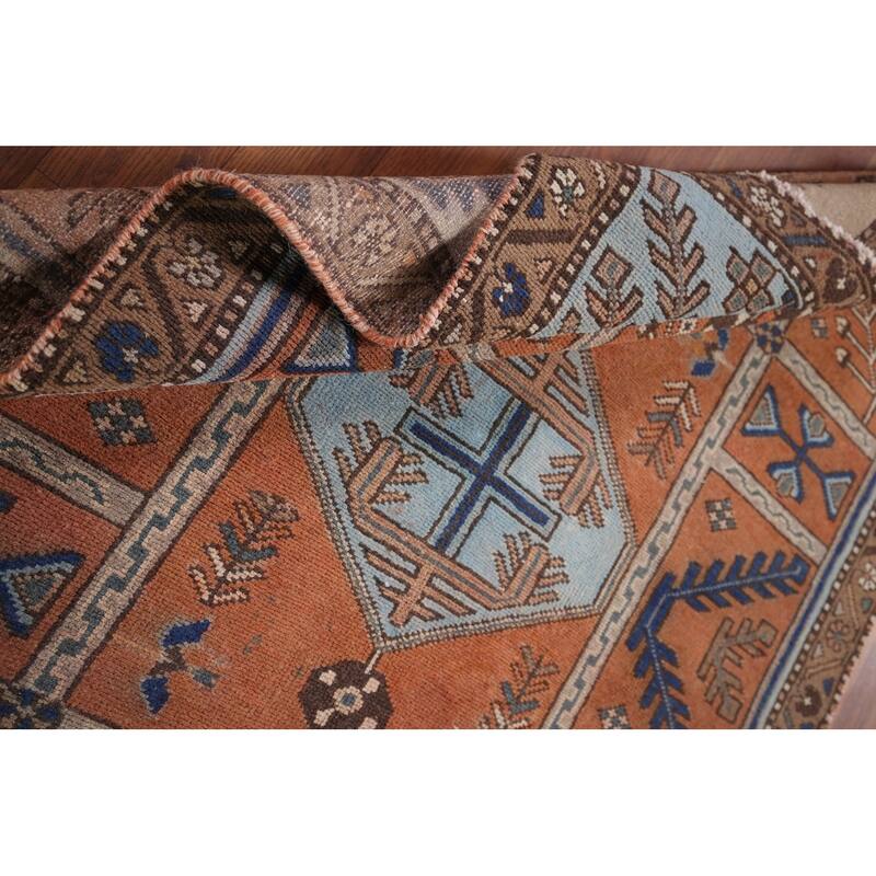 Orange Joshaghan Foyer Rug Handmade Wool Carpet - 3'7" x 5'0"