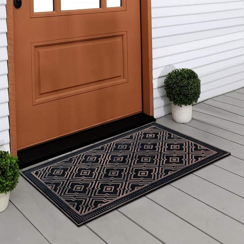 A1HC Rubber Pin Mat, Beautifully Copper Hand Finished Doormat, 18"X30"