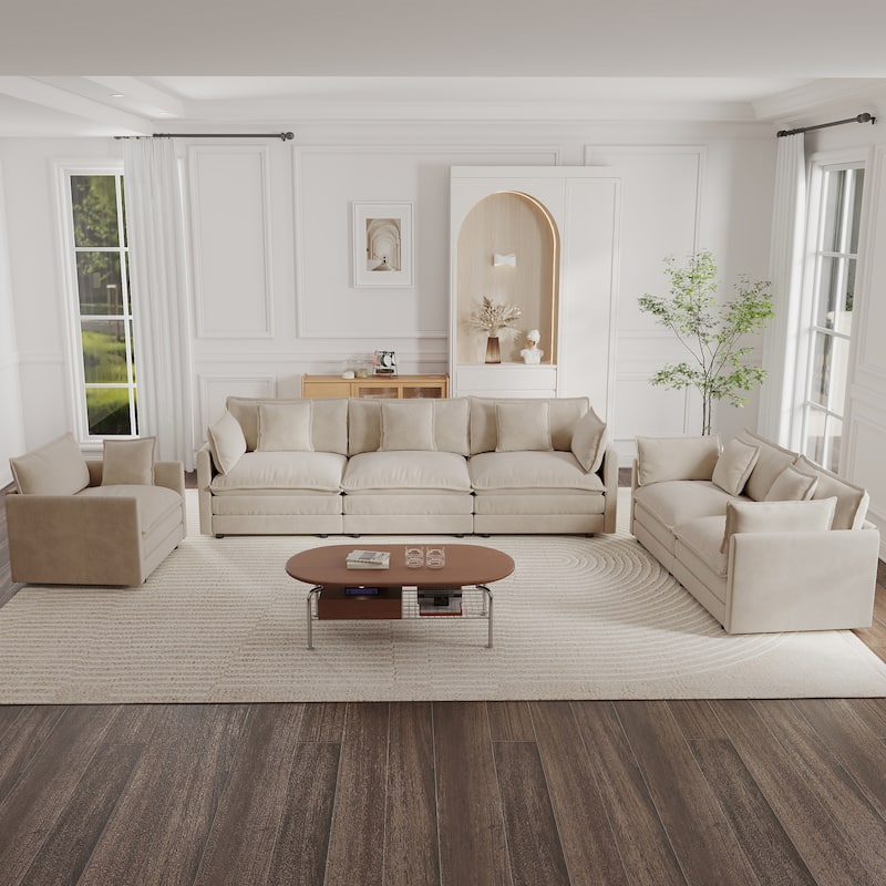 Cloud Chenille Upholstered Modular Sectional Sofa with DIY Combination Design