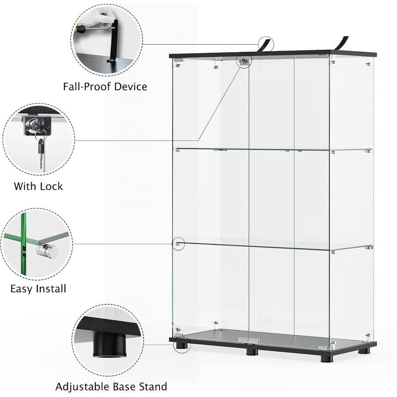 Versatile Lockable Glass Display Cabinet for Various Rooms and Collections