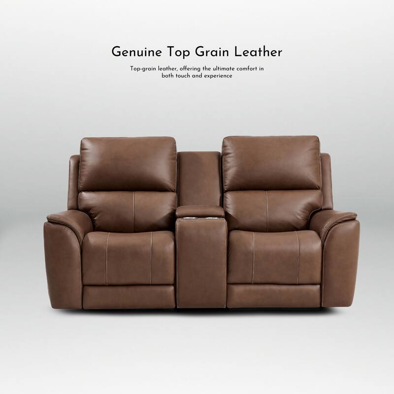 77''W Premium Genuine Leather Triple-Power Double Width loveseat with Zero Gravity, USB & Type-C Ports