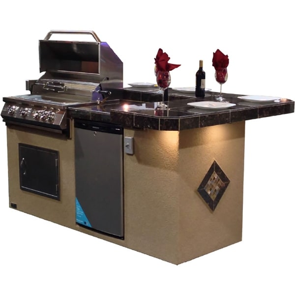 KoKoMo Grills 7'6" St. John With High Bar Outdoor Kitchen BBQ Island. Opens flyout.
