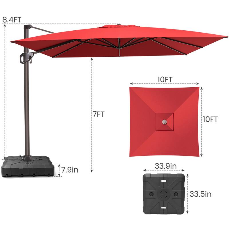 Crestlive Products Outdoor 10ft Patio Cantilever Offset Umbrella with Base