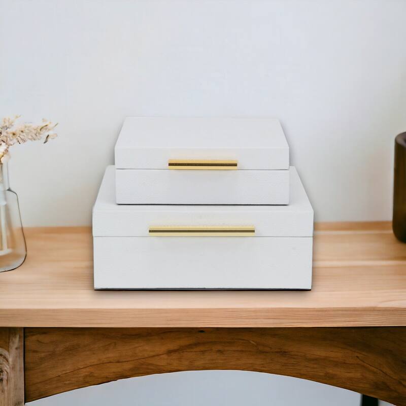 Lusan Black Vinyl Decorative Box Set - White Snakeskin