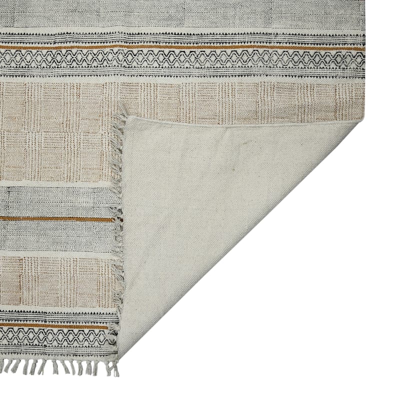 Declan Briel Handmade Geometric Flatweave Natural Fiber Cotton Rug