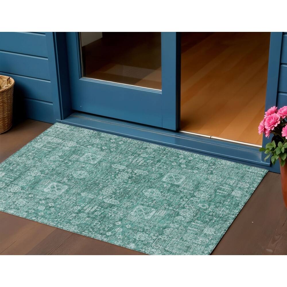 HomeRoots Oriental Transitional Rectangle Outdoor Rug