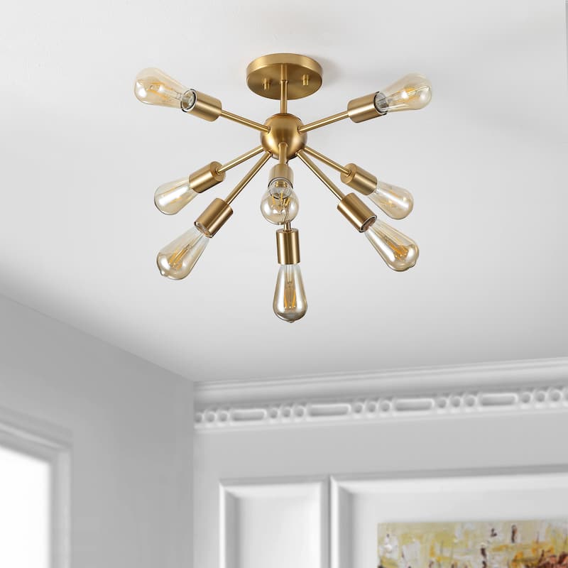 SAFAVIEH Lighting Elenore Flush Mount - 21" W x 16" D x 16" H - Brass Gold - 21Wx16Dx16H