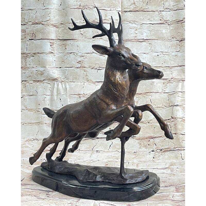 Elk Deer Caribou Buck Stag Wildlife Art Hunting Lodge Camp Bronze Marble Statue