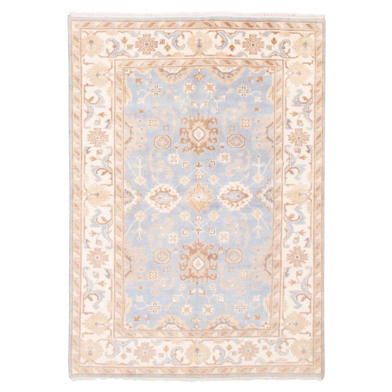 ECARPETGALLERY Hand-knotted Royal Oushak Light Blue Wool Rug - 6'2 x 8'10